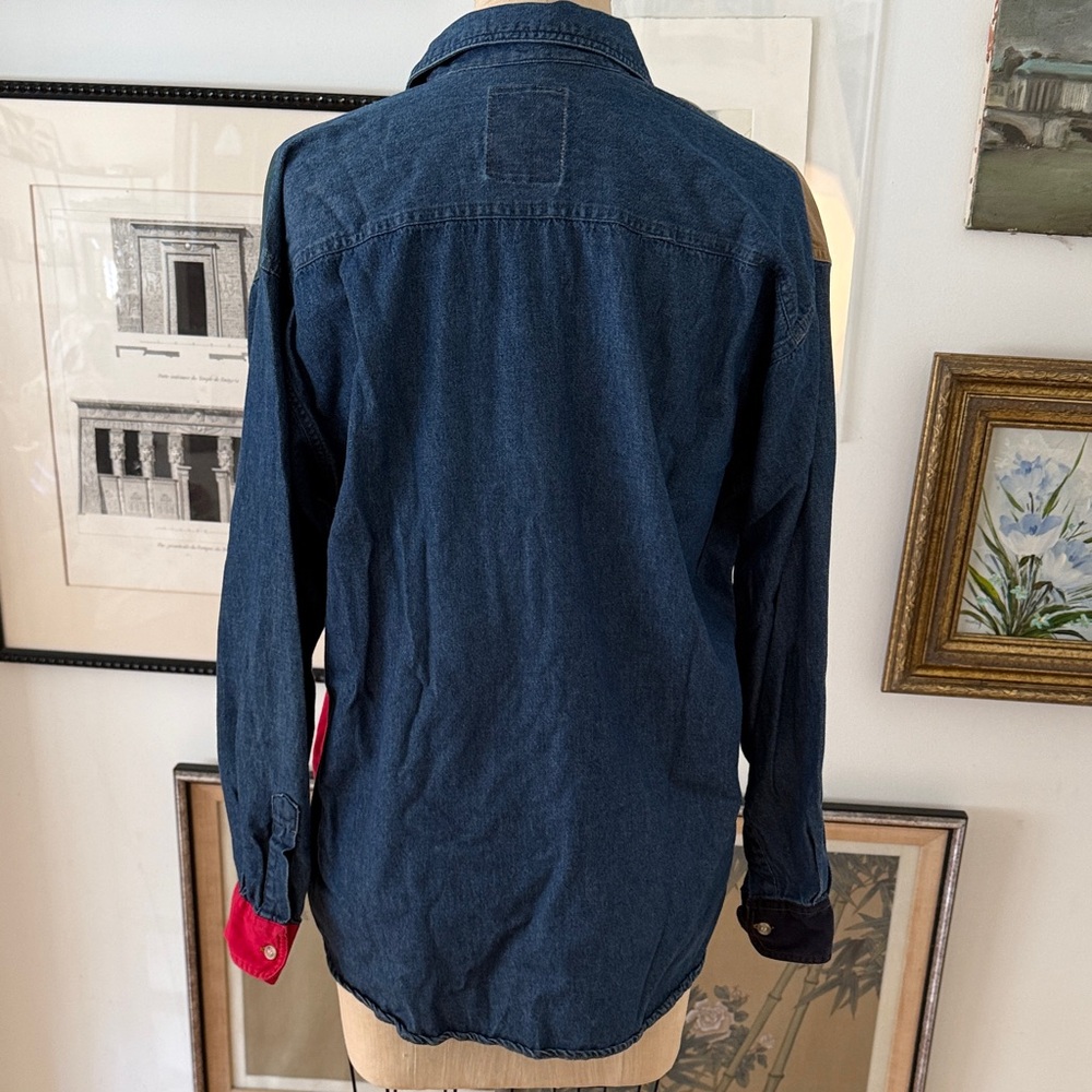 Colorblock Denim Button Down - Picture 3 of 5